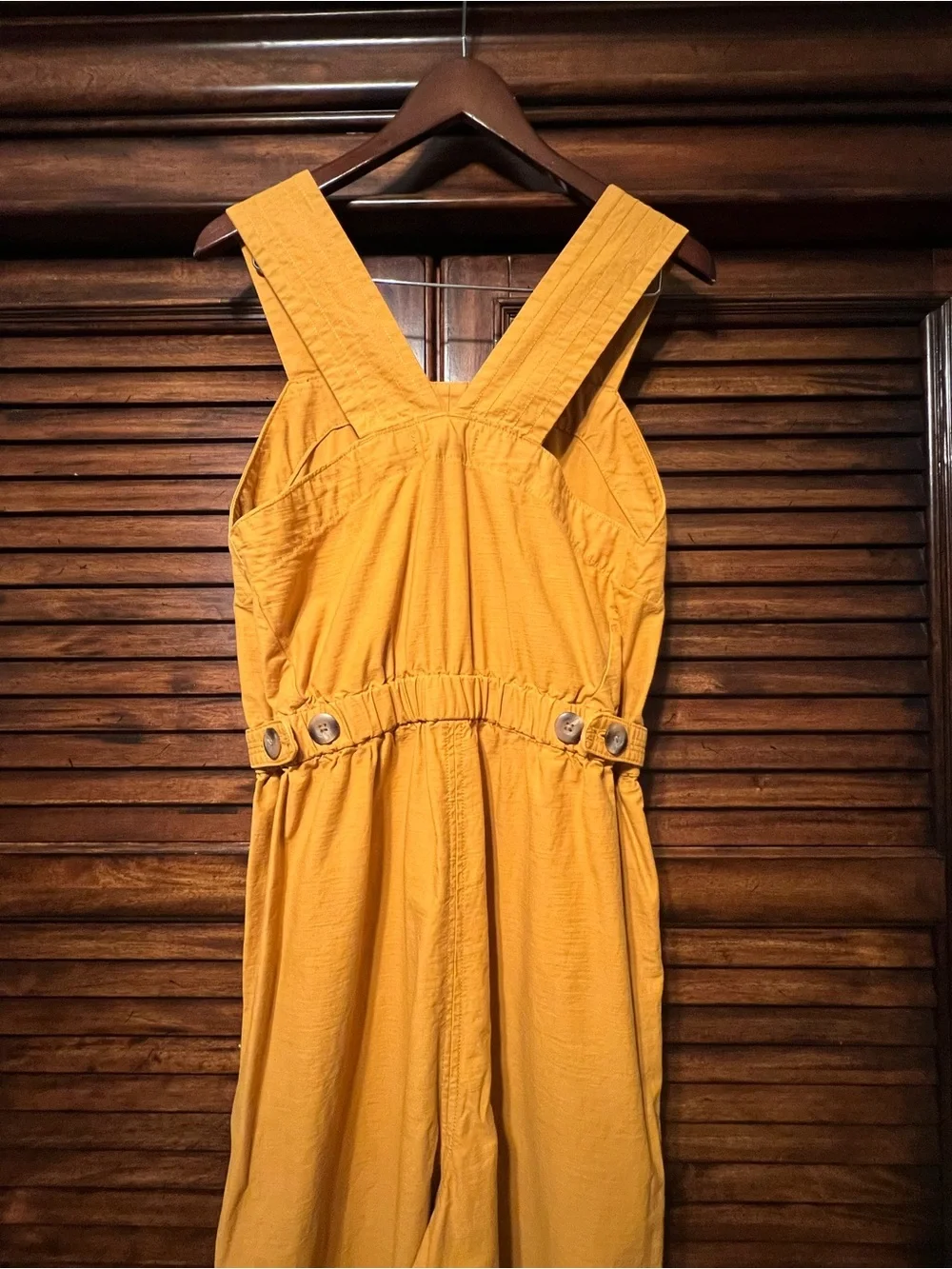 Everlane The Fatigue Apron Jumpsuit Amber Gold Organic Cotton Linen Blend Size 4